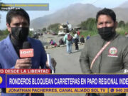 La Libertad: Ronderos bloquean carretera en paro regional indefinido