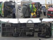 Trujillo: Micro termina volteado tras sufrir accidente de tránsito