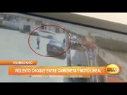 Huamachuco: Violento choque entre camioneta y moto lineal