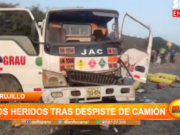 Trujillo: Dos heridos tras despiste de camión que transportaba balones de gas