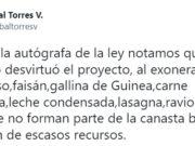 Congreso desvirtuó proyecto de ley que exonera de impuestos a productos de canasta básica