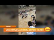 Niños atraviesan río para asistir a colegio en Pataz