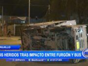 Trujillo: Dos heridos tras impacto entre furgón y bus en av. Pesqueda
