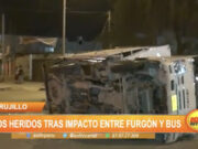 Trujillo: Dos heridos tras impacto entre furgón y bus