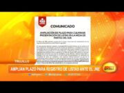 Amplían plazo para registro de listas ante el JNE