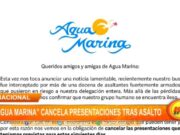 Perú: “Agua Marina” cancela presentaciones tras asalto