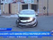 Trujillo: tras accidente, sujeto abandona vehículo para perseguir a infractor