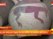 Trujillo: hallan vasijas finas en entierro de mujer mochica