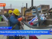 Trujillo: retiran propaganda política en postes de electricidad