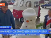 Cajamarca: forman muñecos con granizos que cae sobre la ciudad
