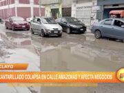 Chiclayo: alcantarillado colapsa en calle Amazonas y afecta negocios
