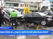 Trujillo: conductores se llevan el susto de sus vidas en accidente