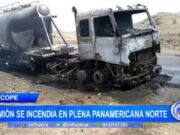 La Libertad: camión se incendia en plena Panamericana Norte