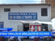 Huaraz: retiran tornillos de señalización de ciclovías