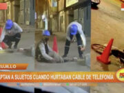 Trujillo: captan a sujetos cuando hurtaban cable de telefonía