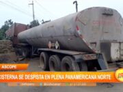 Ascope: cisterna se despista en plena Panamericana Norte