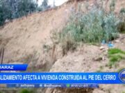 Áncash: deslizamiento afecta a vivienda construida al pie del cerro