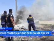 Trujillo: serenos controlan fuego en plena vía pública
