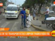 Trujillo: más de 50 transportistas limpian transitada vía