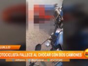 Trujillo: motociclista fallece al chocar con dos camiones