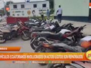 Repatriadas 70 motocicletas involucradas en actos ilícitos desde Tumbes a Ecuador