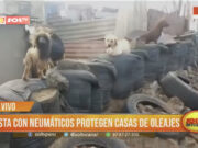 Vecinos de Trujillo utilizan hasta neumáticos para proteger sus casas del oleaje