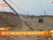 Trujillo: poste en peligro de caída lleva cinco meses sin arreglo