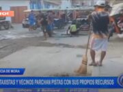 Trujillo: mototaxistas y vecinos parchan pistas con sus propios recursos