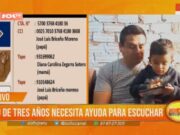 Trujillo: niño de tres años necesita ayuda para escuchar