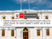 Ministerio de Cultura condena todo acto que dañe el patrimonio cultural