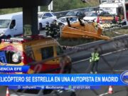Helicóptero se estrella en una autopista en Madrid