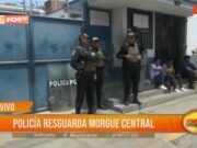Protección policial en la morgue central de Trujillo tras secuestro y descubrimiento de un cuerpo mutilado
