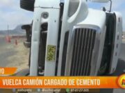 Vuelca camión cargado de cemento