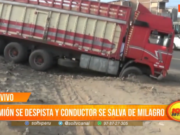 Trujillo: camión se despista y conductor se salva de milagro