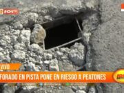 Forado en pista pone en riesgo a peatones y conductores