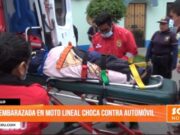 Trujillo: embarazada en moto lineal choca contra automóvil