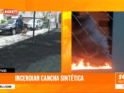 Trujillo: hombre incendia cancha deportiva sintética