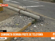 Trujillo: Camioneta derriba poste de telefonía en Moche