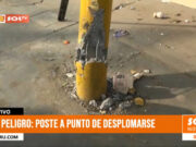 Poste en Av. América Norte: Peligro inminente tras golpe hace 4 días