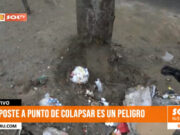 Trujillo: poste a punto de colapsar es un peligro