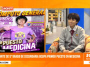 Estudiante de 5°grado de secundaria ocupa primer puesto en medicina