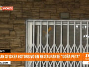 Trujillo: colocan sticker extorsivo en restaurante Doña Peta
