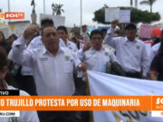 Trujillo. Vecinos de Alto Trujillo protestan en plaza de Armas por uso de maquinaria