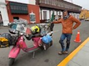 Mexicano que recorre Sudamérica en pequeña moto llega a Trujillo