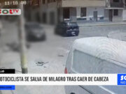 Trujillo: motociclista se salva de milagro tras caer de cabeza