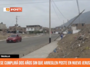Trujillo: se cumplirá dos años sin que arreglen poste en Nuevo Jerusalén