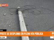 Trujillo: poste de concreto cae frente a exfábrica Pilsen