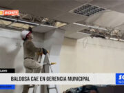 Chiclayo: baldosa de techo cae en Gerencia Municipal tras fuertes lluvias