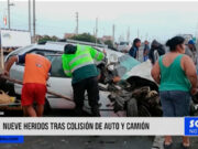 Áncash: nueve heridos tras colisión de auto y camión