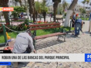 Chiclayo: roban una de las bancas del parque principal